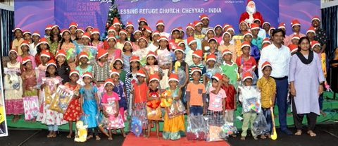 The children's Christmas program at Blessing Refuge Church, Cheyyar