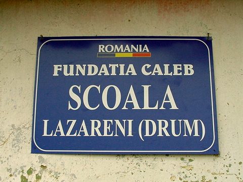 The sign of the Caleb Foundation's school in Lazareni