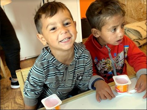Snack time: the kindergarten gives every child a meal each school day
