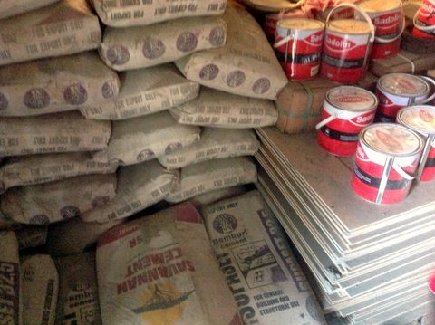 Cement, paint and food loaded in Juba for Timothy School, November 2015
