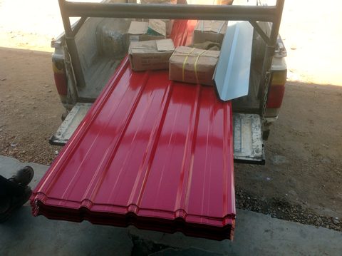 Roofing sheets for the new classrooms, December 2015