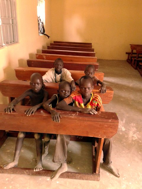 The first children try out their new classroom, February 2016