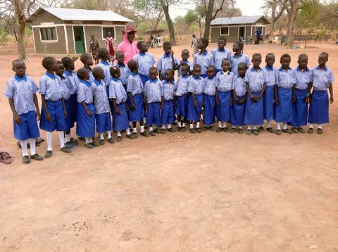 Students lined up for the opening of Timothy School, 2016
